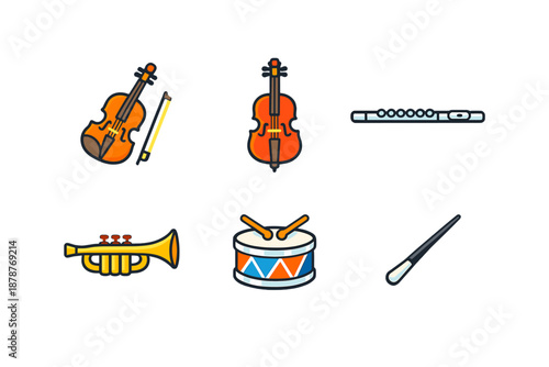 Musical Instruments and Conductor's Baton Icons
