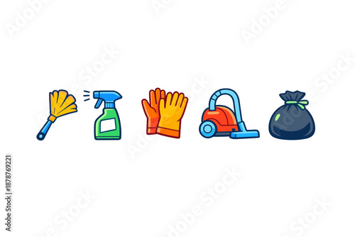 Cleaning supplies icons
