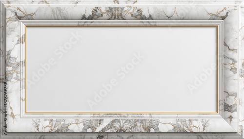 Elegant White Marble Frame with Gold Trim for Stylish Decor