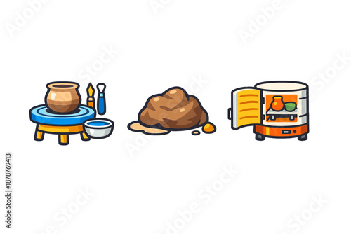 Ceramic pottery equipment icons