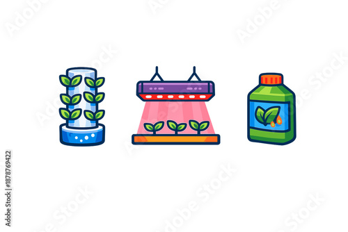 Hydroponic farming icons