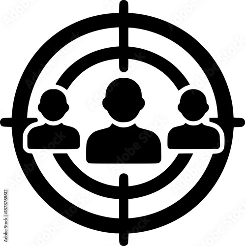 Target Audience Focus: A striking depiction of a target superimposed over three human figures, symbolizing precision and focus on a specific demographic or market segment.