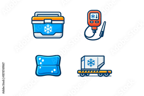 Set of four ice and cold-related icons
