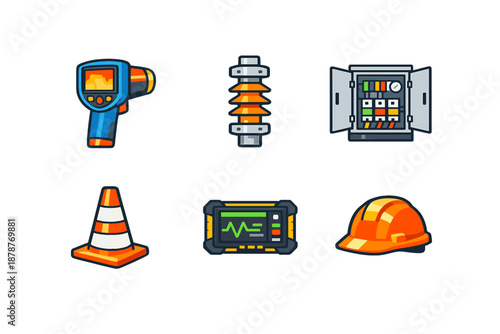 Set of industrial and safety icons