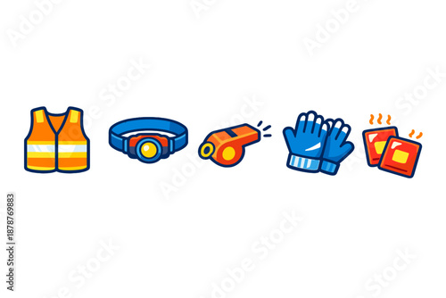 Safety equipment icons on a gradient background