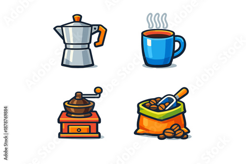Coffee icons set