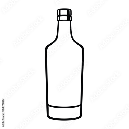 Gin bottle outline Vector, Silhouette, Illustration