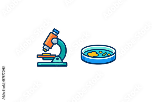 Microscope and Petri Dish Iconography