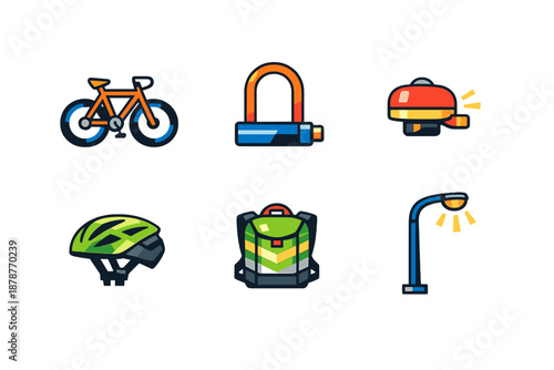 Bicycle accessories and elements on a dark background