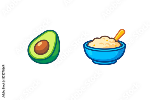 Avocado and Oatmeal Bowl with Spoon