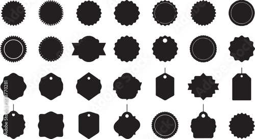 Collection of Dark Silhouettes of Abstract Geometric Shapes