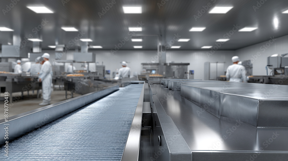 Fototapeta premium Production line packing in an industrial food setting.
