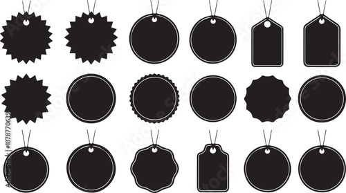 Collection of Black Silhouettes of Various Award Medals and Tags