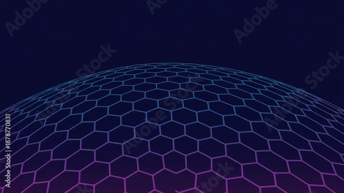 Futuristic hexagonal grid dome in purple and blue gradient