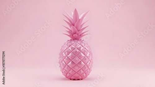 Vibrant pink pineapple on soft pastel background