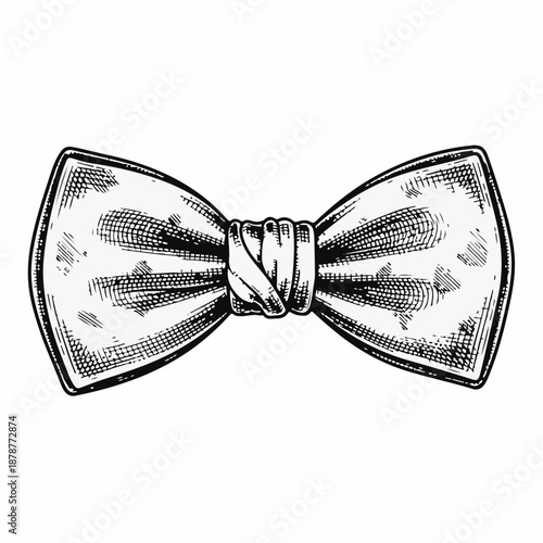 Classic bow tie illustration in black and white design for Valentine's Day