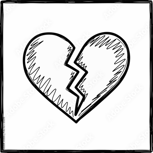 Broken heart illustration on white background for Valentine's Day