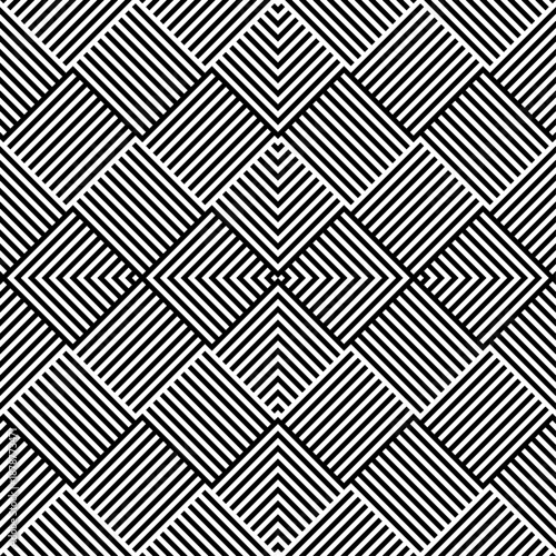 Abstract geometric overlay pattern. A seamless vector background. White and black ornament. Graphic modern pattern. Simple lattice graphic design