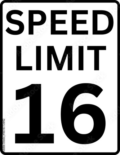 Speed limit 16 mph traffic sign