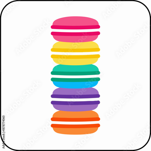 Colorful Stack of Macarons on White Background