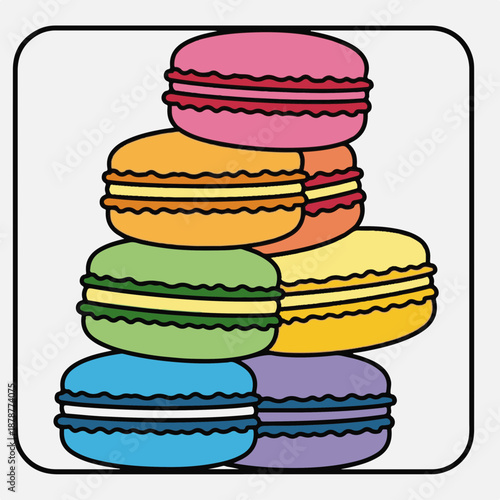 Colorful Macarons Stacked for Dessert Presentation