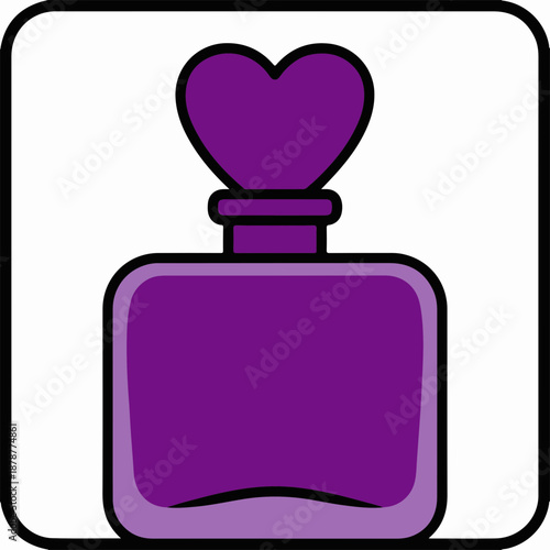 Purple heart-shaped perfume bottle icon on a white background