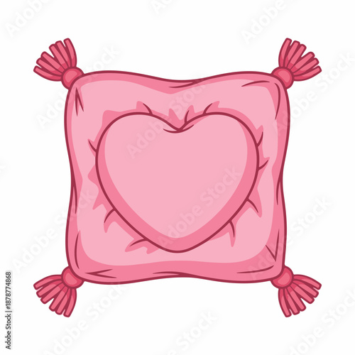 Pink heart-shaped pillow with tassels for Valentine's Day decor