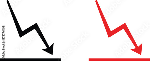Downward arrow chart icons showing business decline loss and negative financial trend concept