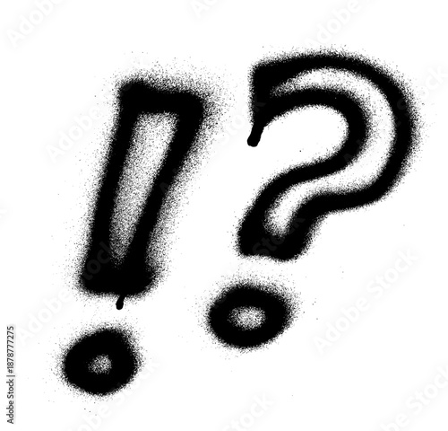Question Mark And Exclamation Point Grunge Spray Paint Stroke Vector