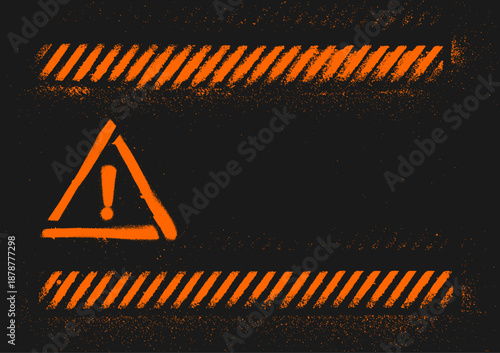 Grunge Warning Line Stripes and Warning Sign Background Vector