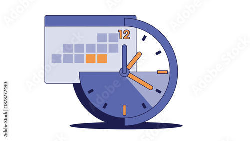 A calendar and clock illustration symbolizing time management and scheduling in a modern office environment