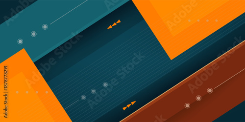 Bright papercut abstract 3D background with colorful overlap green, orange, and brown square pattern on background. Eps10 vector