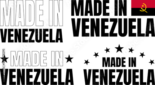 Angola icons set featuring bold font design elements with country names and flags