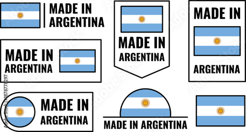 Set of Argentina icons featuring Made in Argentina design elements with flag details