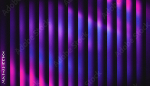 Abstract Purple and Blue Vertical Neon Stripes with Grainy Noise Texture background