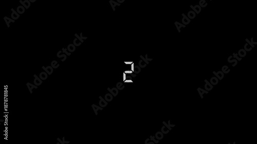 Countdown digital number animation from 5 to 0 second. 4K countdown digital timer with noisy fade effect