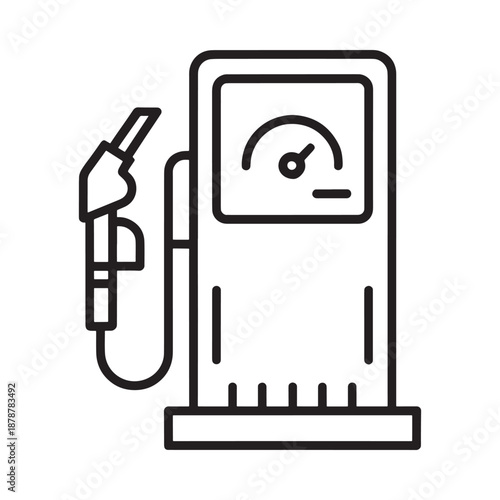 a black and white icon of a gas pump with a nozzle