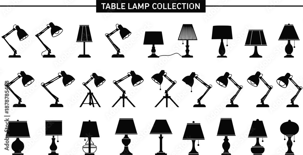 Ταπετσαρία Modern and classic table lamp collection silhouettes, home lighting equipment se