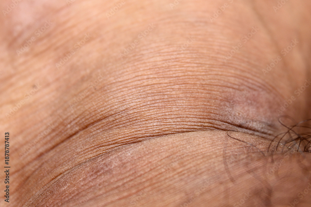 Fototapeta premium The texture of the skin on men's feet is brown with a wrinkled pattern