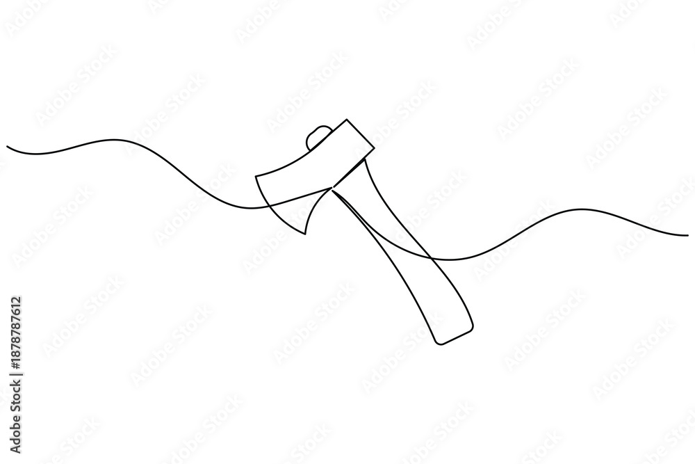 Obraz premium Minimalist single line drawing of an axe, symbolizing work or danger