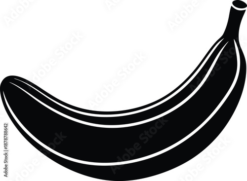 Black banana fruit silhouette icon, Healthy tropical food vector illustration