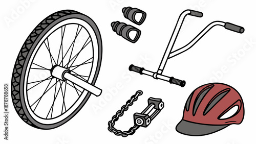 Bicycle Parts Assembly for Kids Safety Education or Repair Service Advertisement Illustration