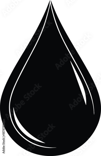 Black oil drop silhouette icon, Dark crude petroleum symbol vector