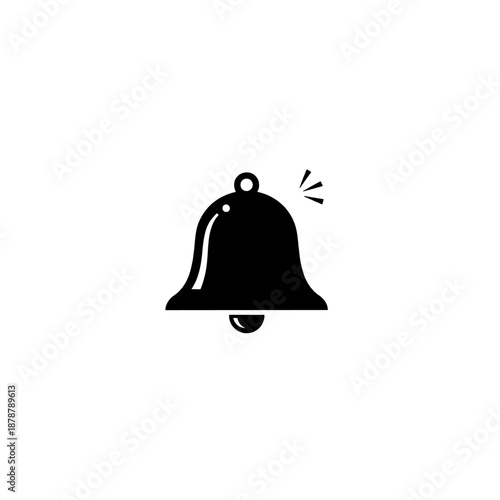 Simple Bell Icon: A simple yet elegant black bell icon, perfect for notifications and alerts, standing alone against the light background.