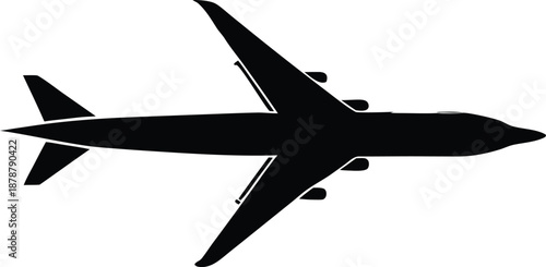Commercial jet aircraft overhead illustration, Flight transportation concept vector graphic