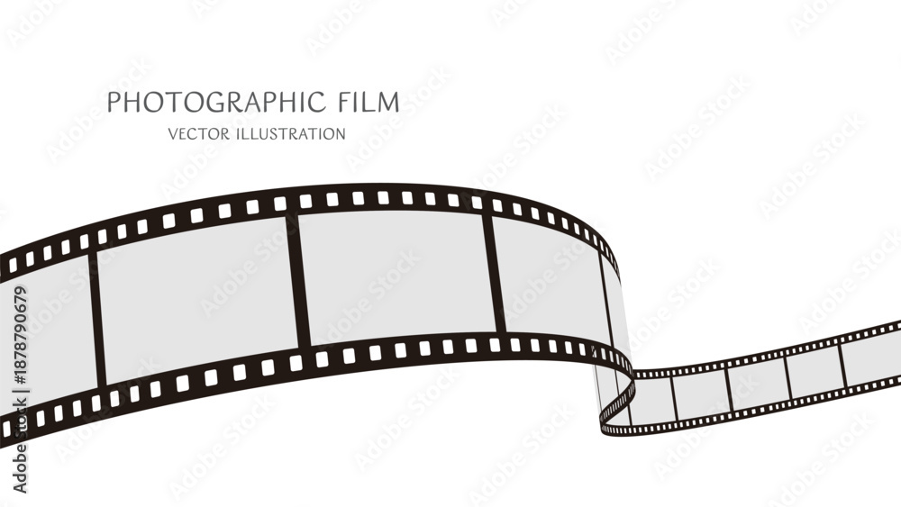 Fototapeta premium 16:9の背景素材：ダイナミックな動きをした35mm写真フィルムのベクターイラストデータ