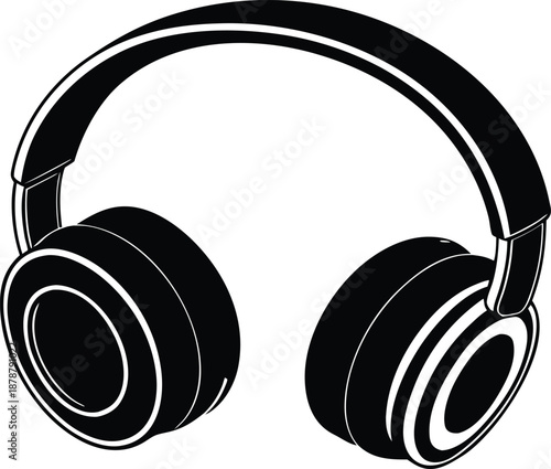 Over-ear headphones vector illustration, Audio device for music listening