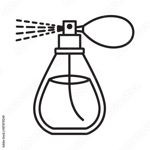 Simple outline drawing of a spray bottle emitting a fine mist