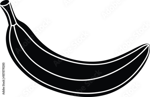 Simple banana silhouette vector illustration, Delicious snack healthy eating pictogram