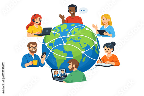 Global communication and collaboration illustration